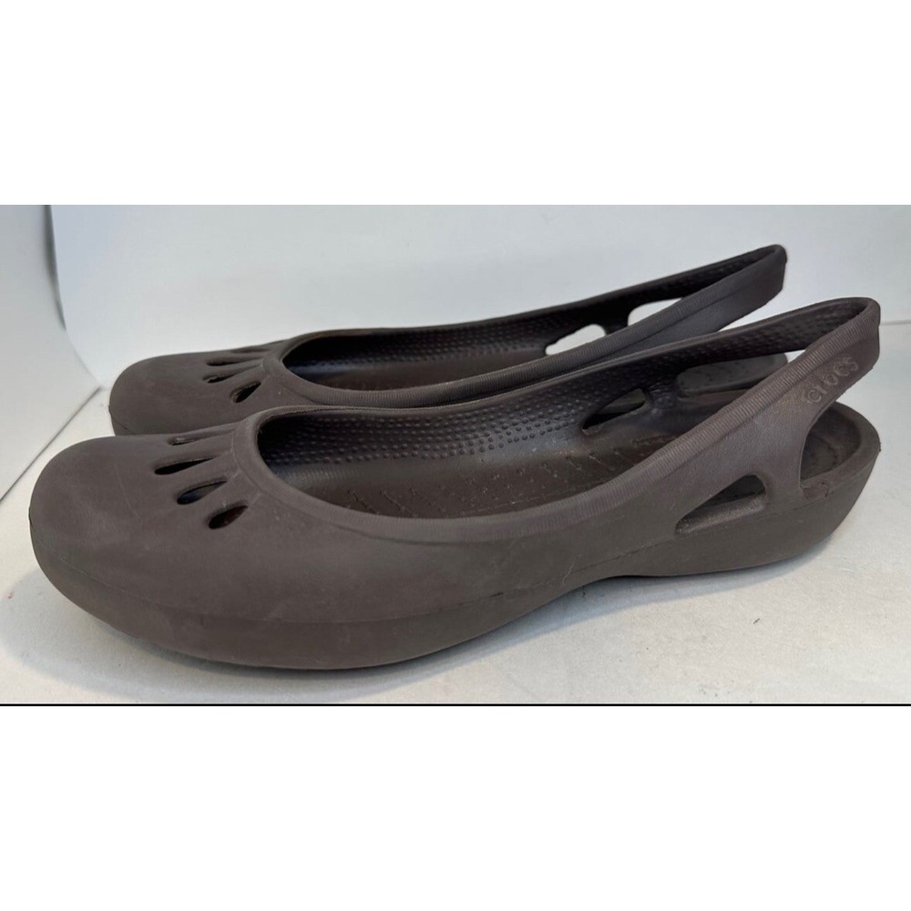 Crocs Brown Malindi Ballet Slip-ons Slingback Flat Shoes Women‎ 9 Chocolate
